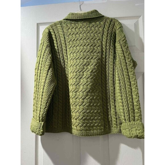 Aran Crafts Green Cable Knit Cardigan - Picture 3 of 7